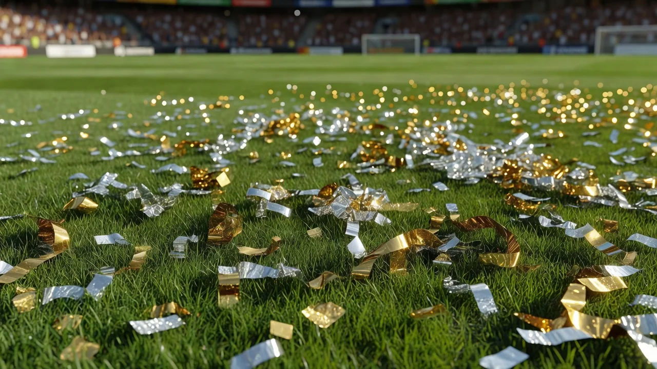 Troféu da Taça de Portugal em cima de um pedestal, com luzes do estádio desfocadas ao fundo.